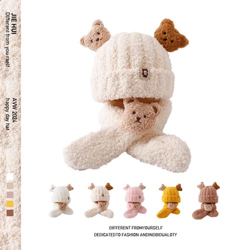 Sciarpa cappello orso peluche